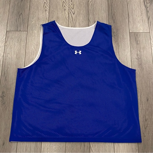 Under Armour Double Reversible Basketball Jersey Men's *XL Blue/White Mesh Tank - Picture 2 of 12